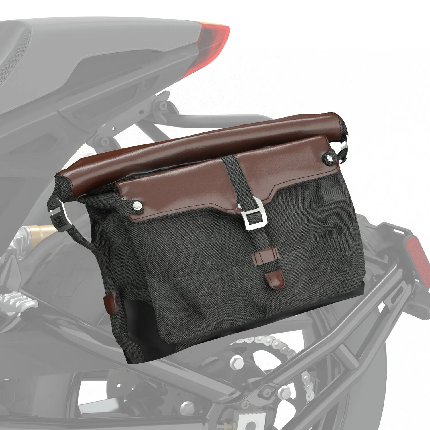 All-Weather Vinyl Messenger Bag with Shoulder Strap -Black/Brown