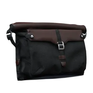 All-Weather Vinyl Messenger Bag with Shoulder Strap -Black/Brown