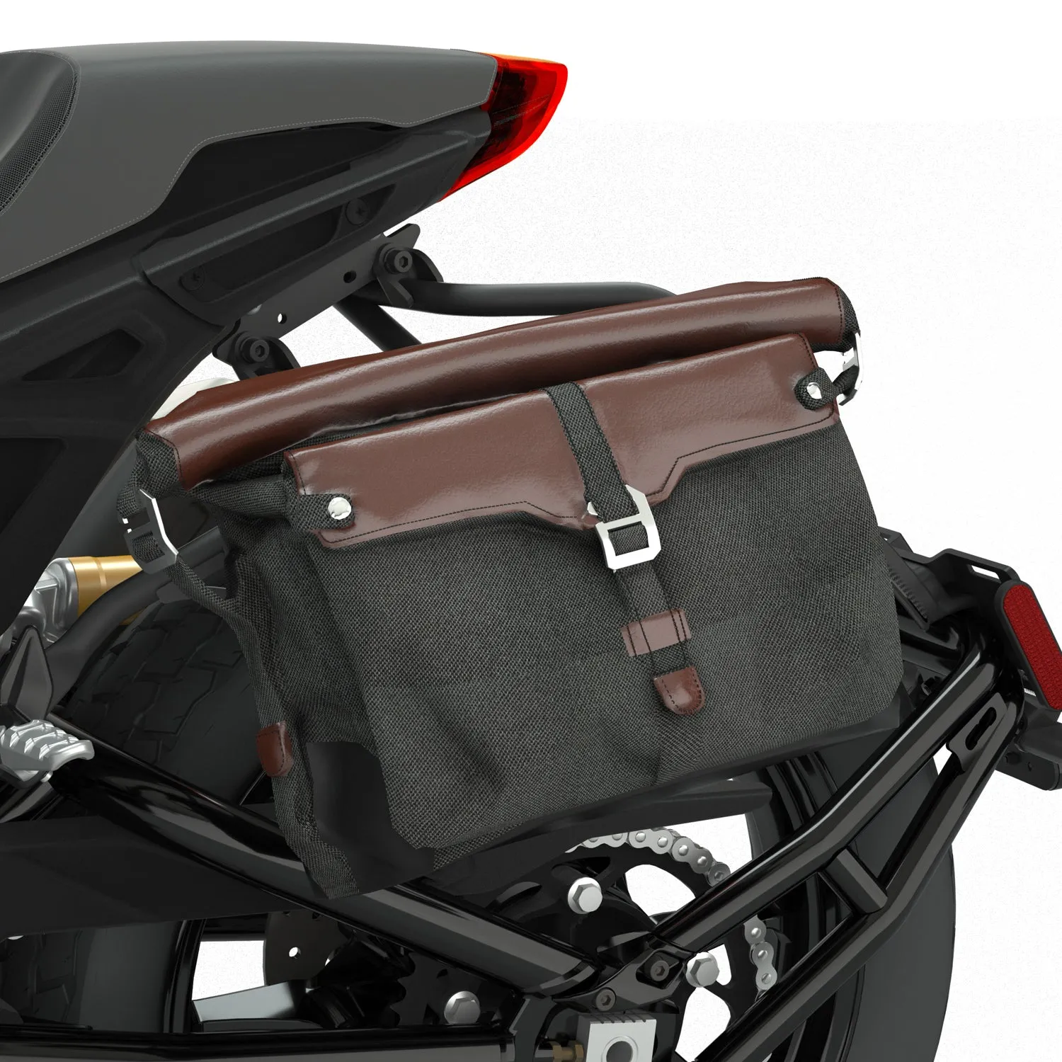 All-Weather Vinyl Messenger Bag with Shoulder Strap -Black/Brown