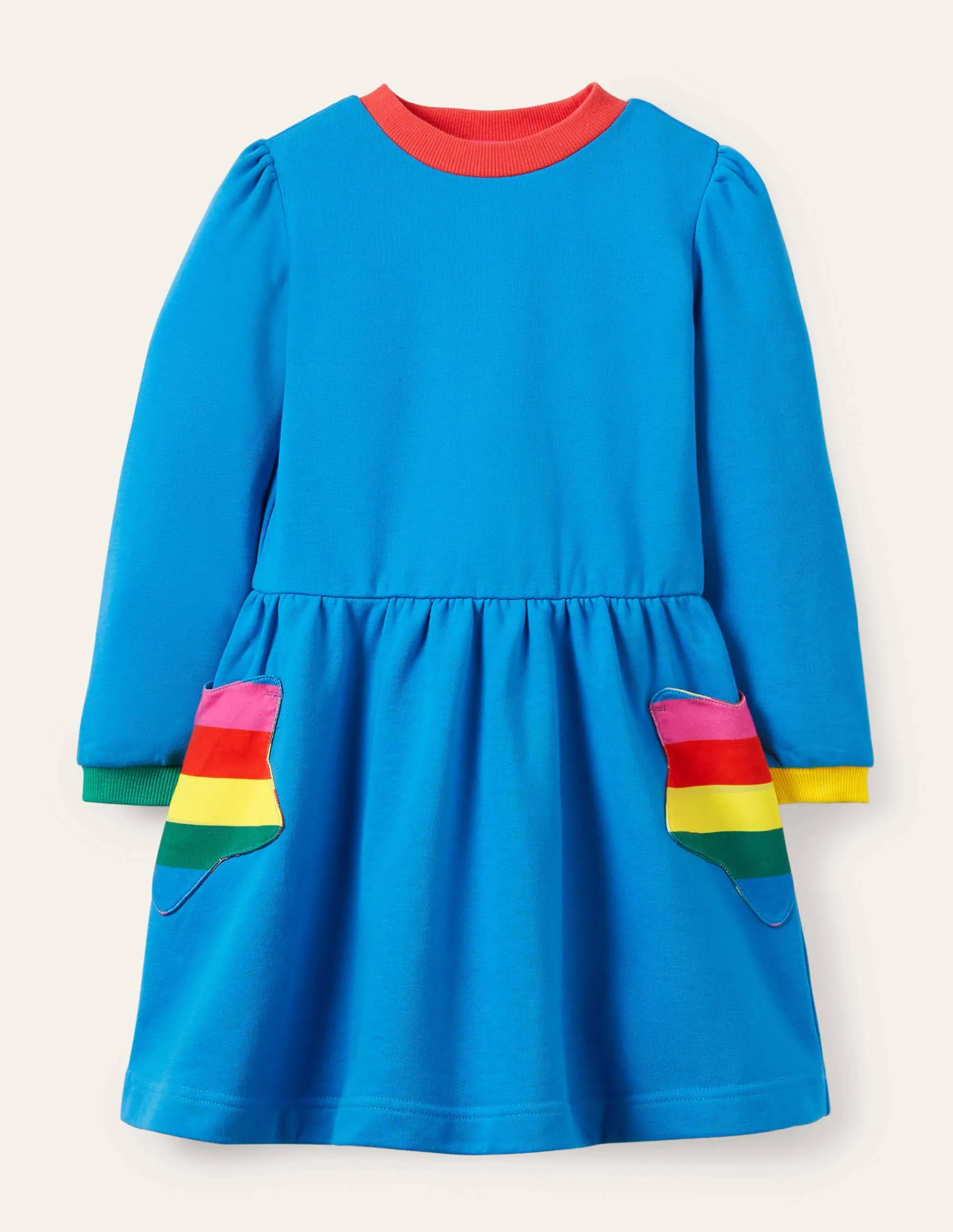 Appliqué Pocket Dress-Moroccan Blue Stars