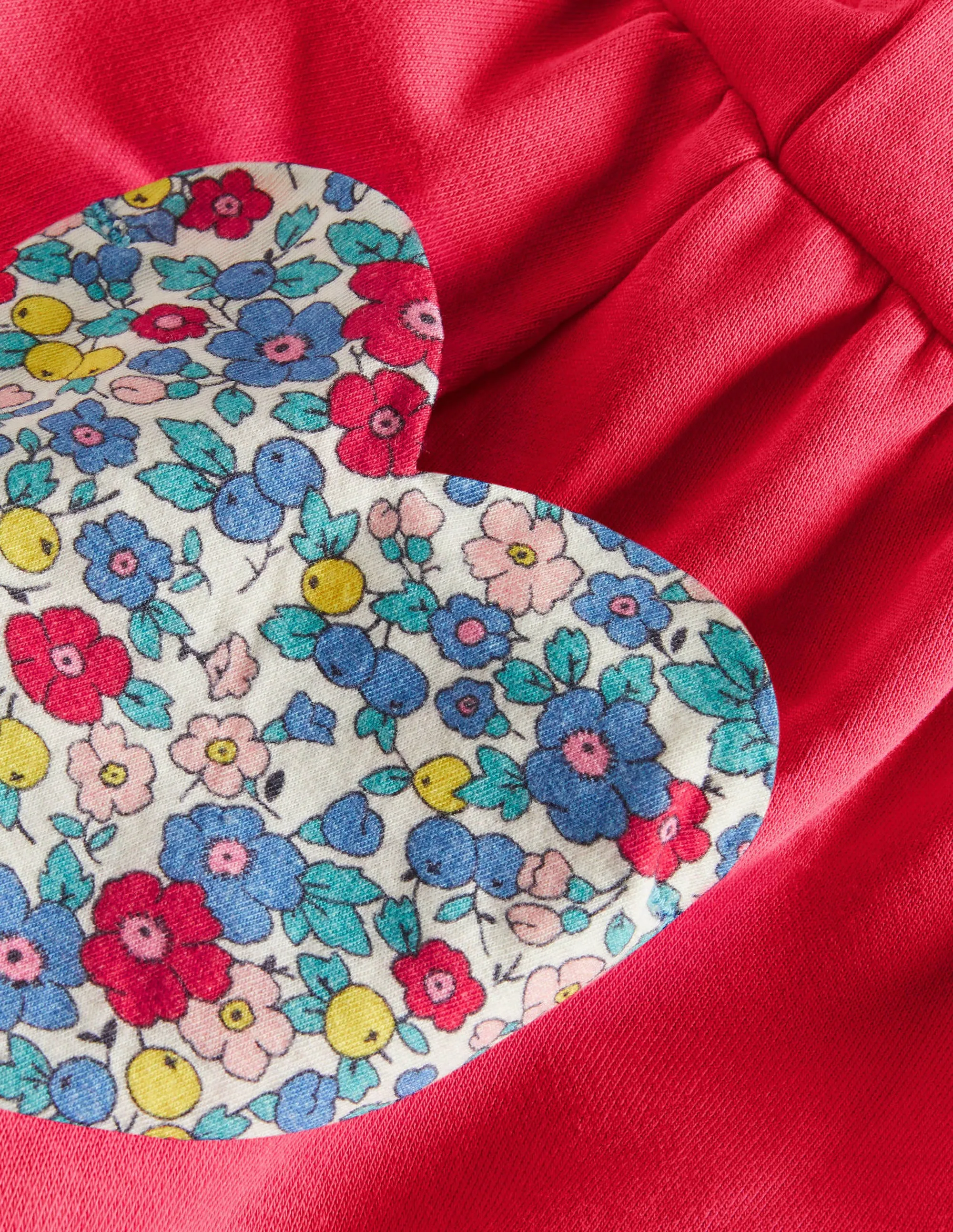 Appliqué Pocket Dress-Raspberry Pink Hearts