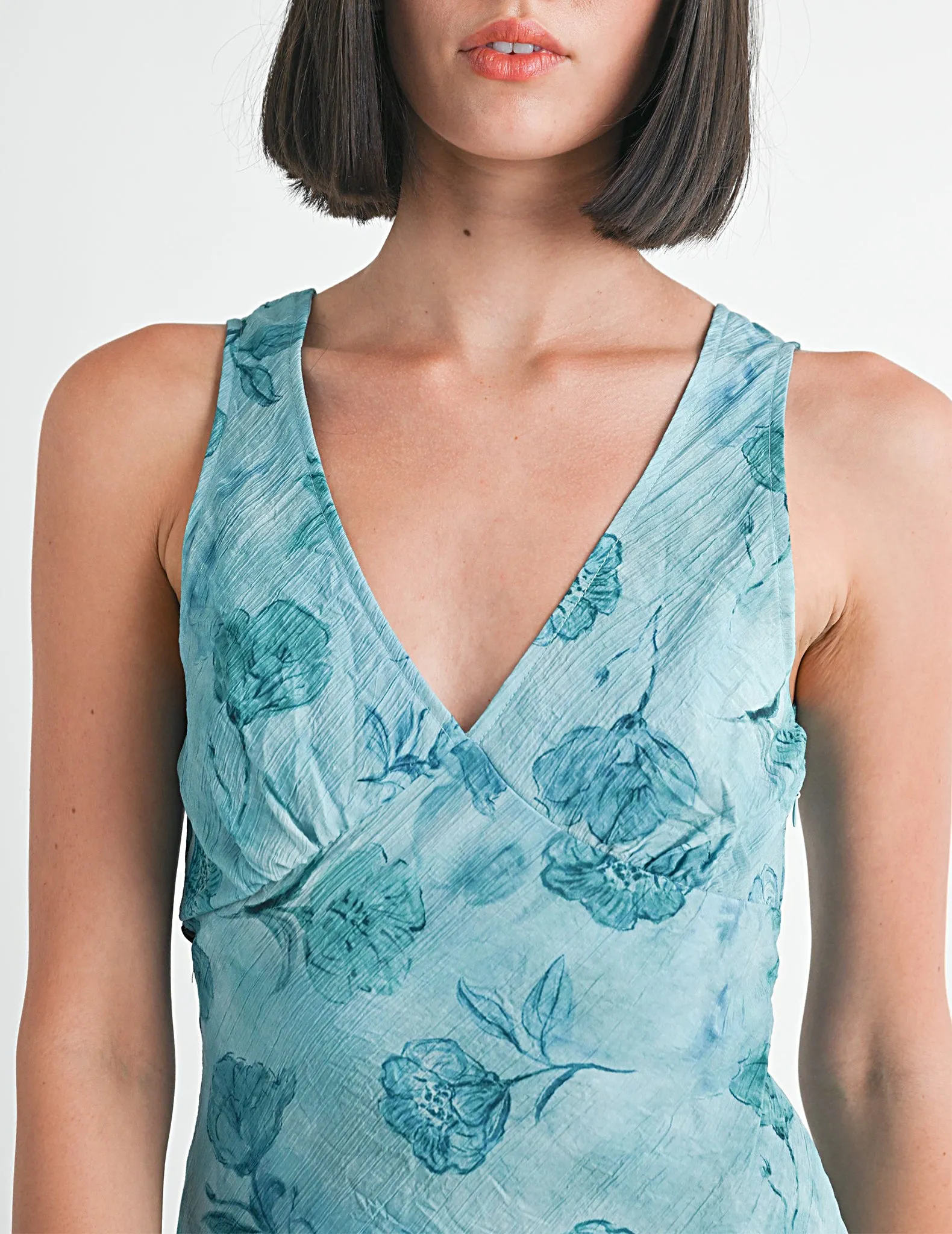 Bessette Blue Painted Floral Mini Dress