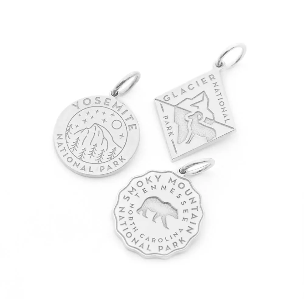 Glacier National Park Charm, Silver Enamel