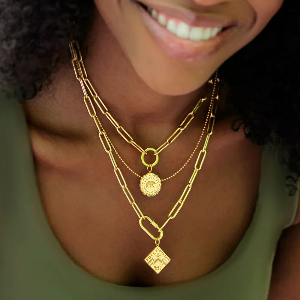 Glacier National Park Charm, Solid Gold Enamel