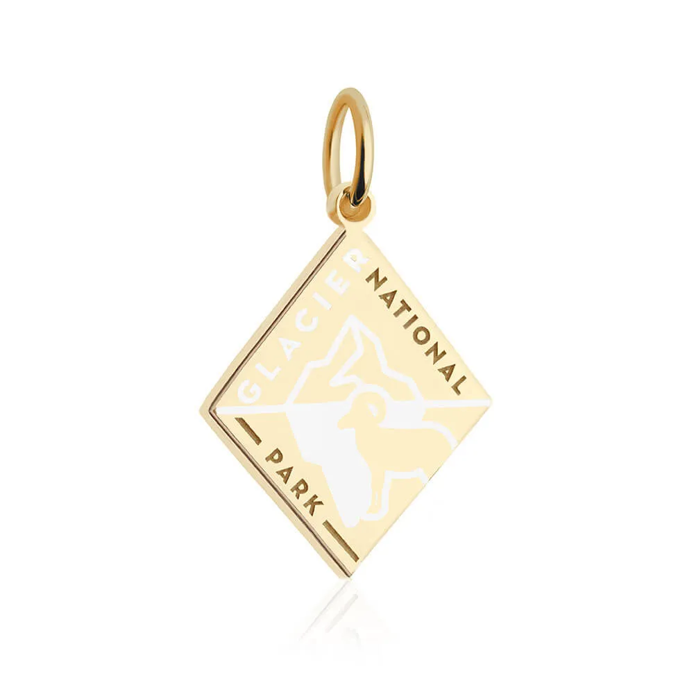 Glacier National Park Charm, Solid Gold Enamel