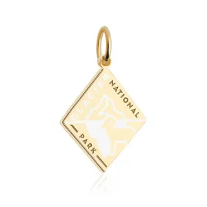 Glacier National Park Charm, Solid Gold Enamel