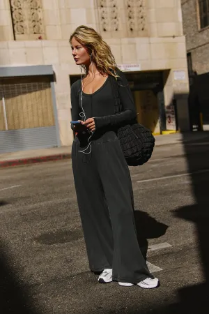 Hot Shot Wide Leg Onesie - Black OB20989