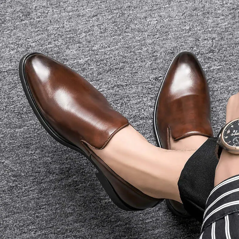 Men's Leather Loafers - Polished Slip-On Dress Shoes